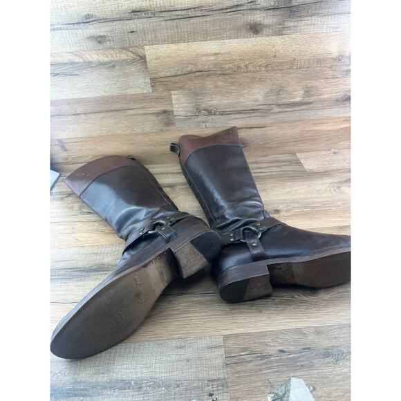 Frye Melissa Harness Black Brown Leather Inside Zip Up Riding Boots Womens 9B - Picture 4 of 8